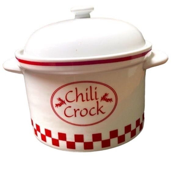B.I. Inc. Ceramic Soup Tureen Red and White Chile Crock - Picture 5 of 5